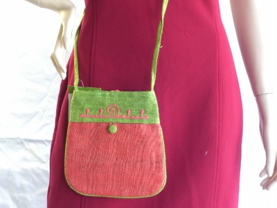 Fair Trade Mini Purse Orange Green Hemp Bag Handbag NWT