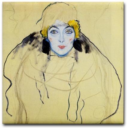 Reproduction Gustav Klimt's Art Deco Painting - Head of a Woman