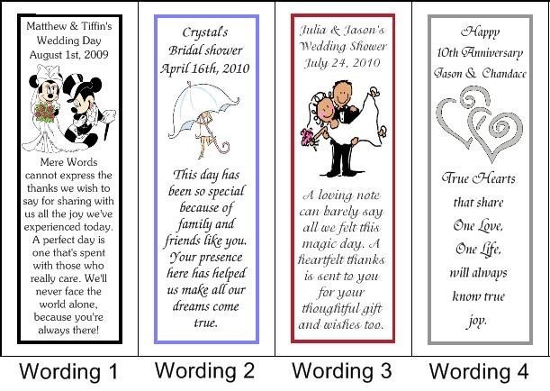 WEDDING BRIDAL SHOWER BOOKMARK FAVOR 150+DESIGNS | eBay