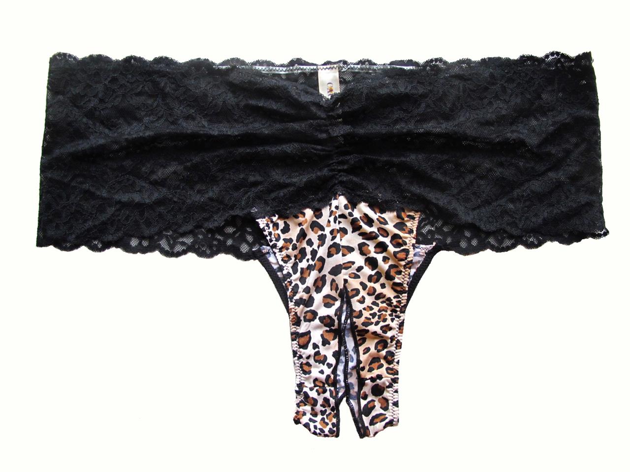 Lane Bryant Cacique Black Pink Leopard Lace Crotchless Thong Panties 18