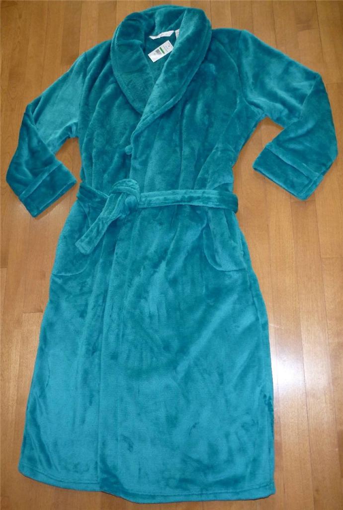 Womens JASMINE ROSE Plush BATHROBE Robe Size M L XL sleep green blue