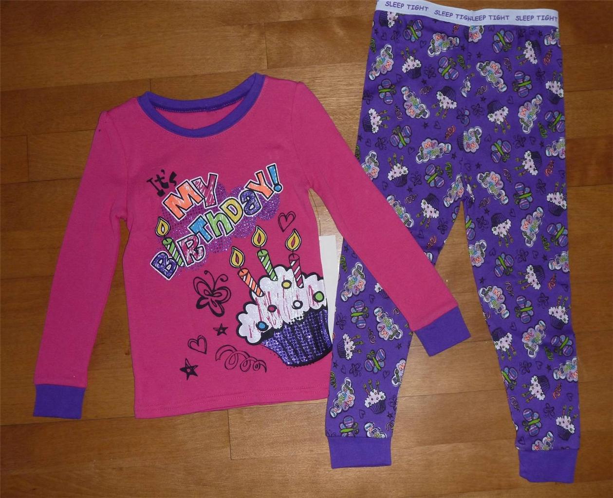 Toddler Girls It's My Birthday Pink Pajamas PJs Size 3T 4T Cupcake