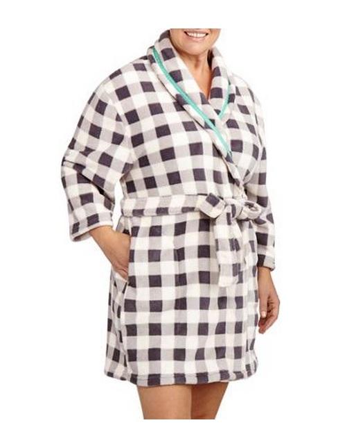 Womens Dearfoams Plush Fleece BATHROBE Robe Size L XL 3X Purple Gray short NWT eBay