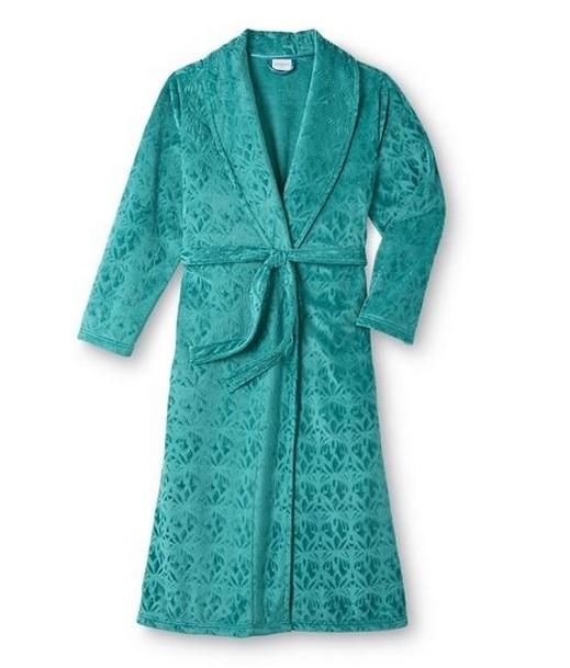 NWT Womens Jaclyn Smith BATH ROBE Plus Size 2X bathrobe house Gray Teal