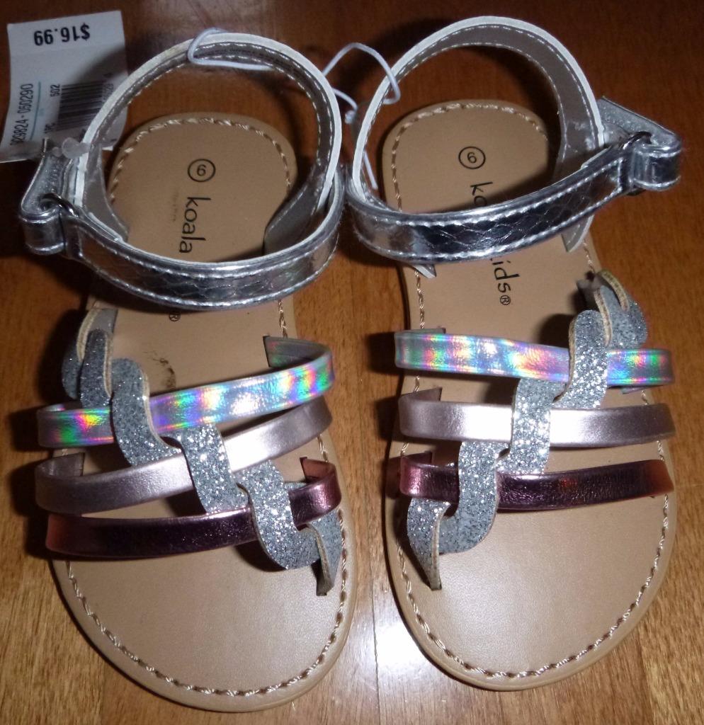 Toddler Girls Koala Kids SANDALS Shoes Size 6 White Beige Silver