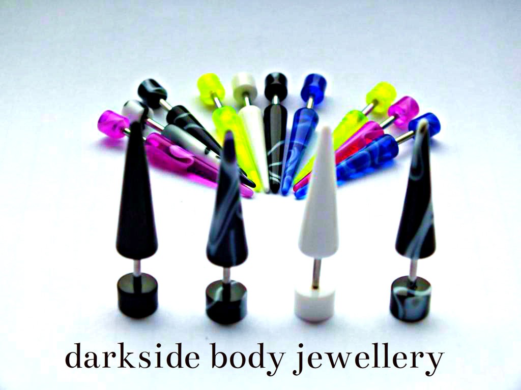 Fake Ear Stretchers imitation cheater illusion  earrings Marble Plain & Glow 3 4