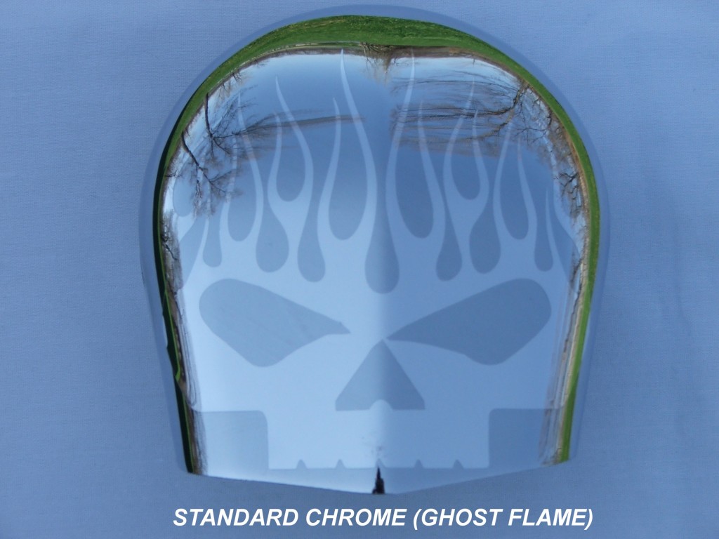 Custom Design Flaming Skull Decal fits most Harley Davidson Horn Bell