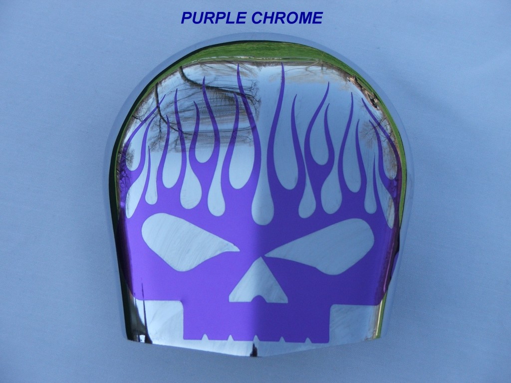 Custom Design Flaming Skull Decal fits most Harley Davidson Horn Bell