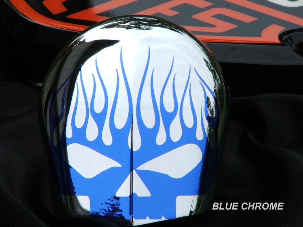 Custom Design Flaming Skull Decal fits most Harley Davidson Horn Bell