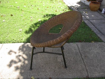 Vintage Pier One Mid-Century Modern Round Scoop Wicker Chair USED | eBay