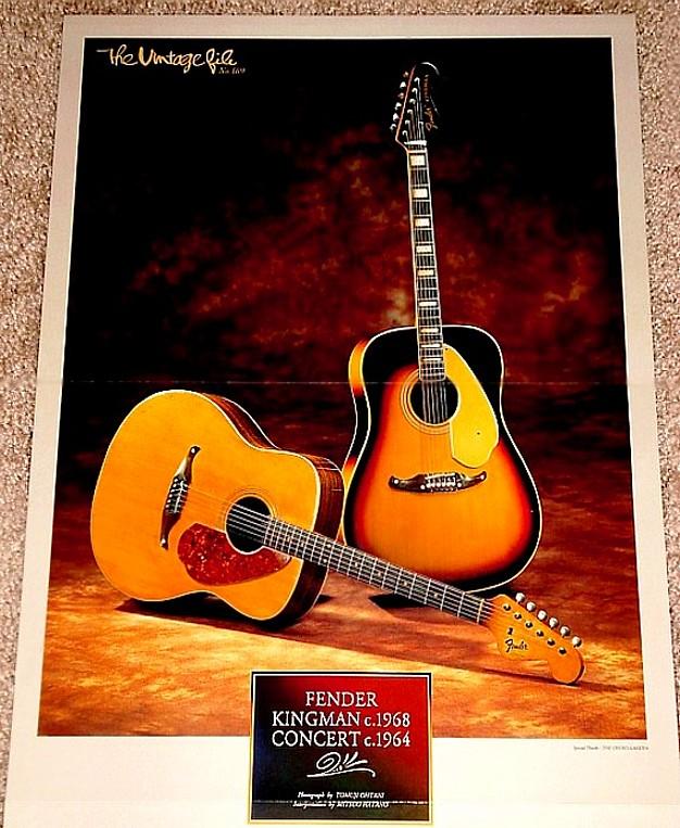 FENDER VINTAGE 1968 KINGMAN 1964 CONCERT ACOUSTIC GUITAR TRIBUTE POSTER