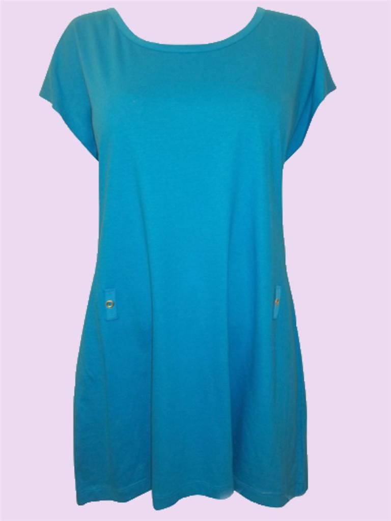 SPECIAL-OFFER-Ex-M-S-Turquoise-Cotton-Scoop-Neck-Dress-Size-8-to-14-NEW-F-S