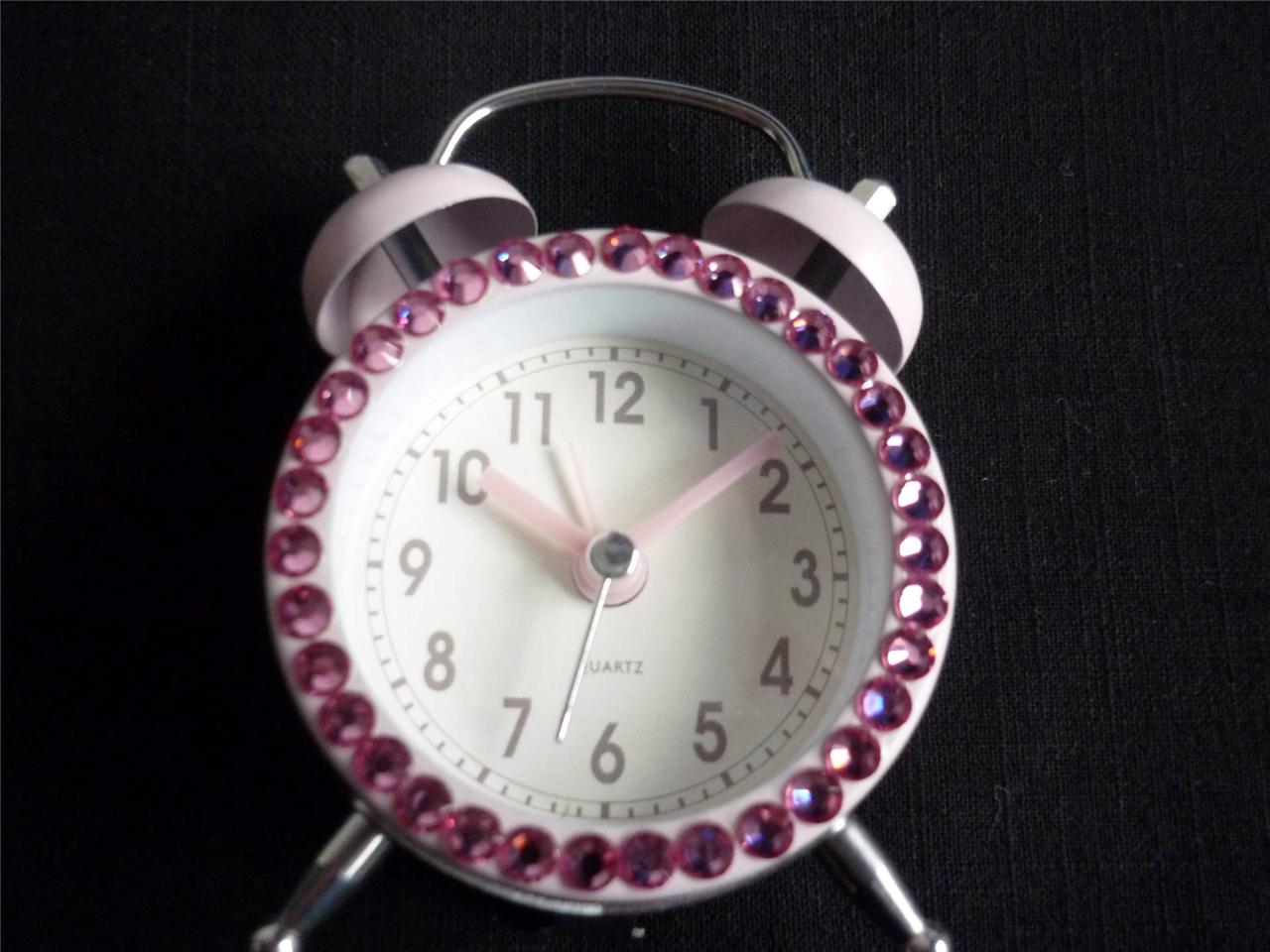 CUTE MINI OLDFASHIONED ALARM CLOCK WITH SWAROVSKI CRYSTAL DETAIL eBay