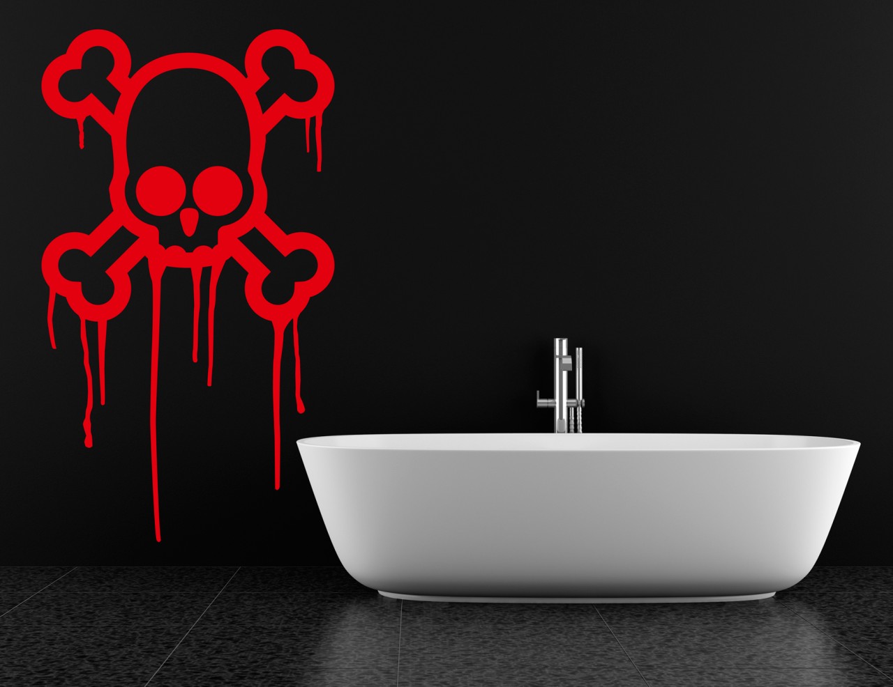 Wall Art Sticker Decal Vinyl Bleeding Skull Cross Bones Pirate Punk