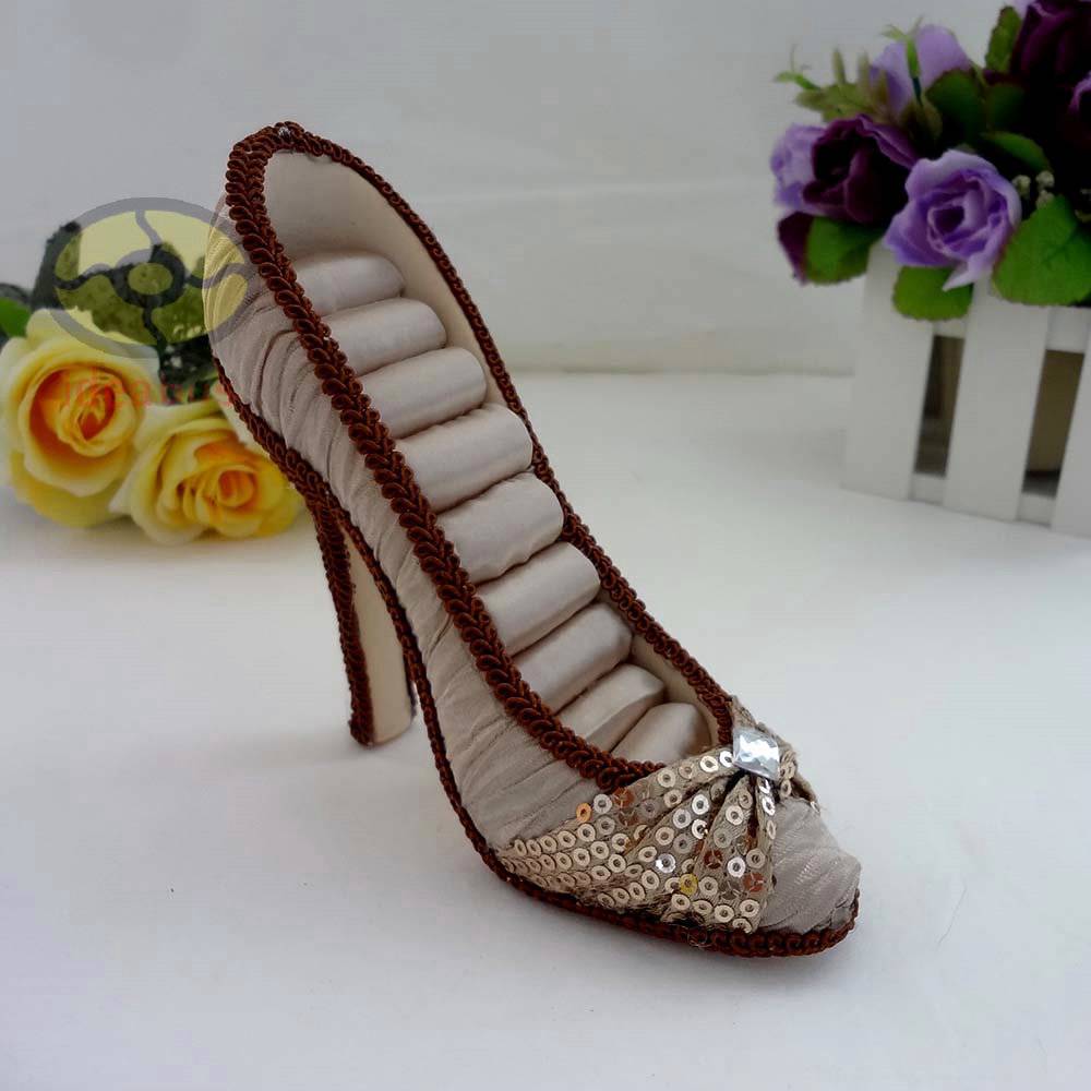 Details about beige yellow High Heel Shoe Jewelry Ring Holder Display ...