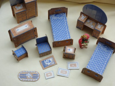 cardboard dollhouse exc nr lot paper furniture