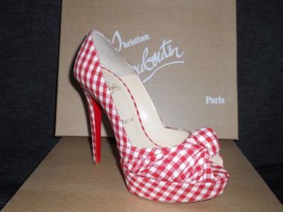 Christian Louboutin GREISSIMO Vichy Red Plaid Platform Pumps Shoes ...