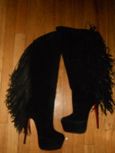 Christian Louboutin INTERLOPA Black Fringe Suede Knee High Tall ...  
