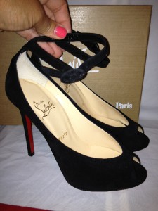 Christian Louboutin RAMPOLDI 120 Black Suede Ankle Strap Pumps ...