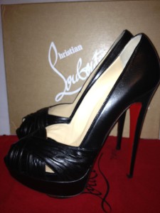 Christian Louboutin ABORINA 150 Black Leather Twist Platform Heels ...