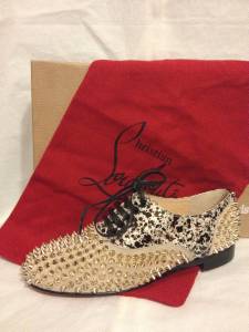 Christian Louboutin Freddy Spike Studded Patent Lace Up Flat ...  