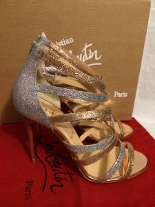 fake mens shoes christian louboutin - Christian Louboutin Mariniere Glitter Silver Gold Strappy Sandal ...