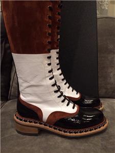 thigh 15a suede chanel knee patent tall chain boots lace leather