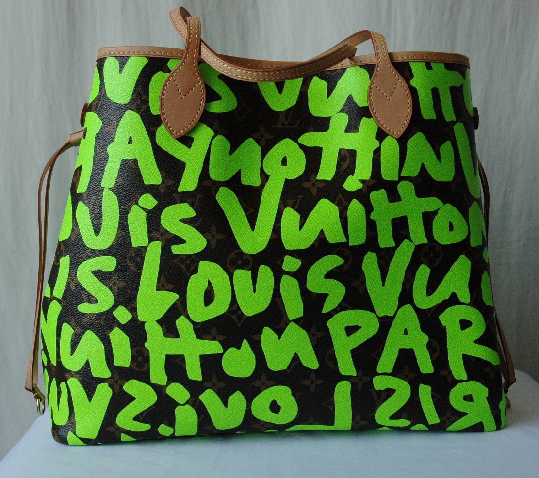 LOUIS VUITTON Green*GRAFFITI NEVERFULL GM*Bag Handbag | eBay