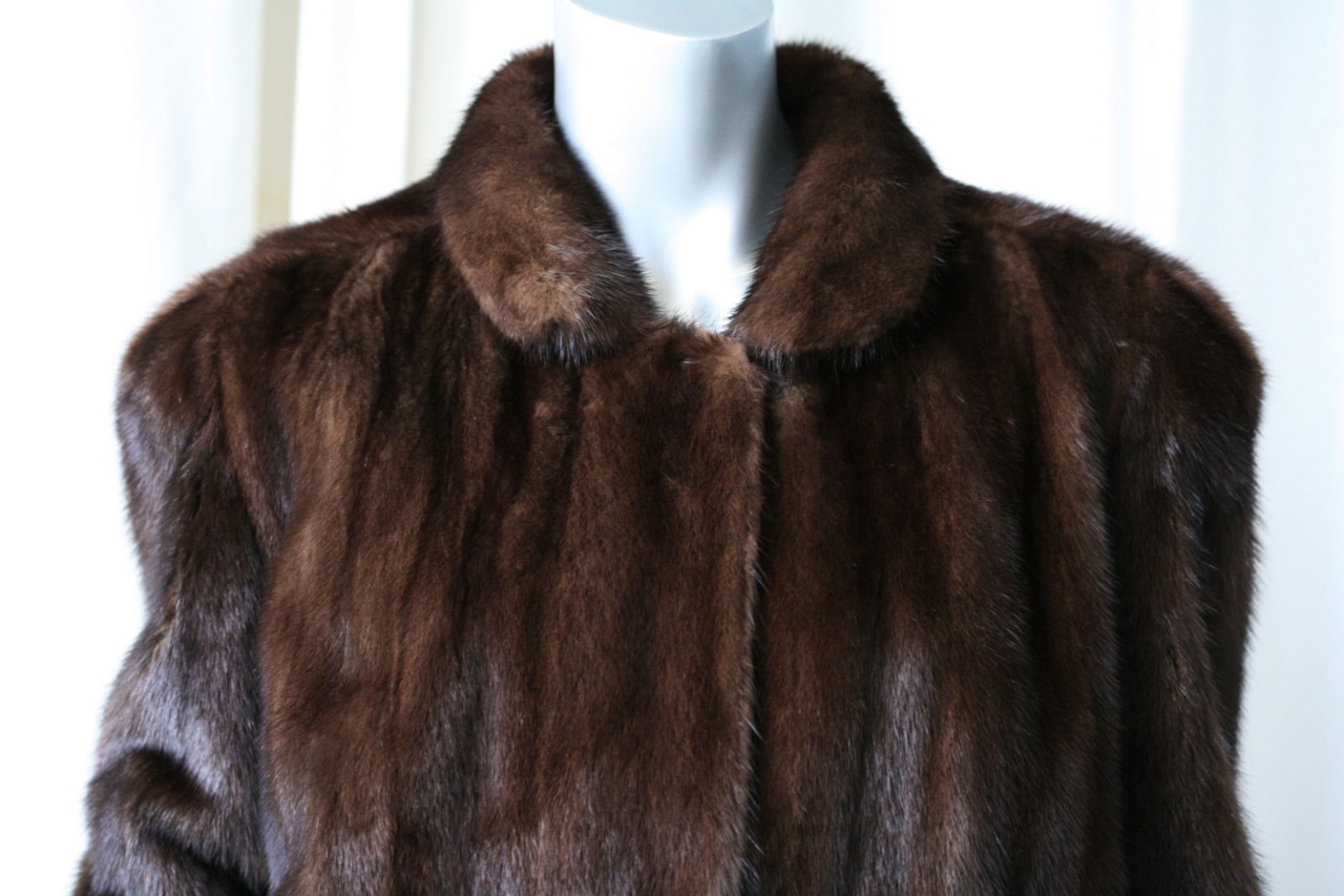 SAGA MINK+BONWIT TELLER *Vintage* Brown MINK FUR Jacket Luxe Long Maxi