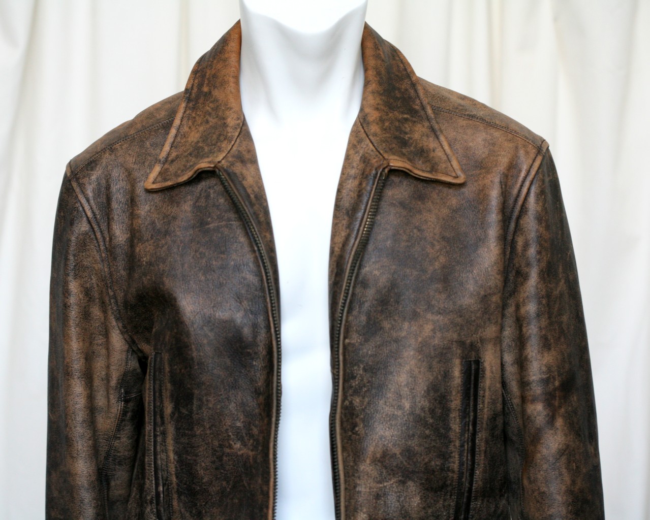 LOUIS VUITTON Mens Marled-Brown+Tan Thick Leather Jacket Coat+Multi-Pocket 40/50 | eBay