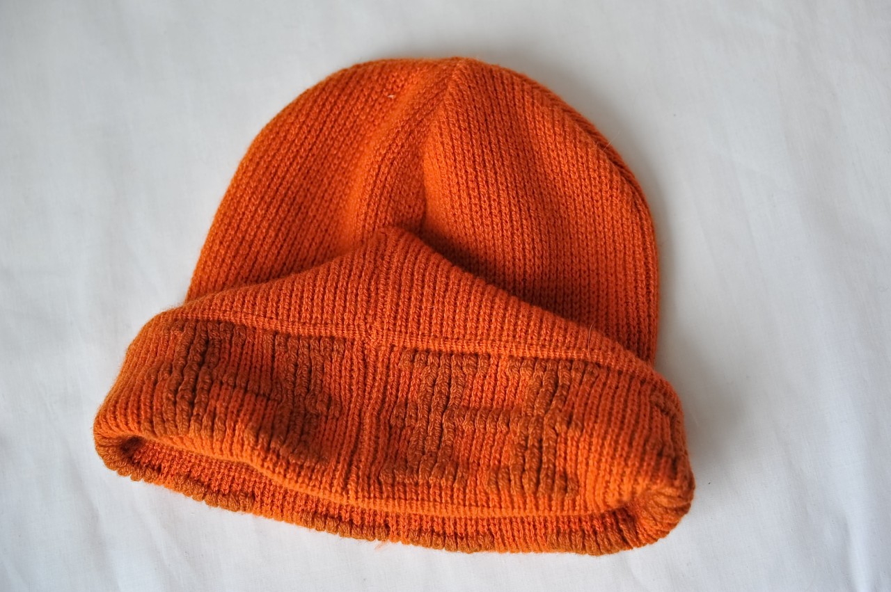 HERMES Womens H Logo Orange MONOGRAM*CASHMERE*Knit Skull-Cap Beanie Hat