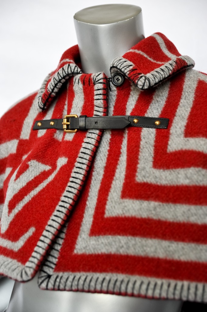 LOUIS VUITTON Red Crop Monogram BLANKET-CAPE Capelet Poncho Jacket Coat NEW 36 | eBay