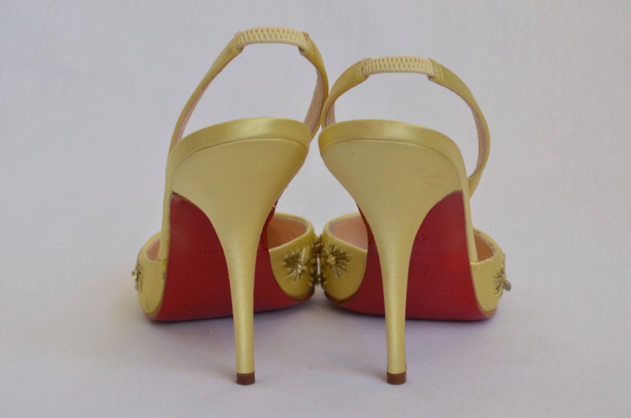 CHRISTIAN LOUBOUTIN Satin CRYSTAL+SEQUIN+EMBROIDERY Mule High Heel Pump