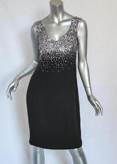 badgley mischka black sequin gown