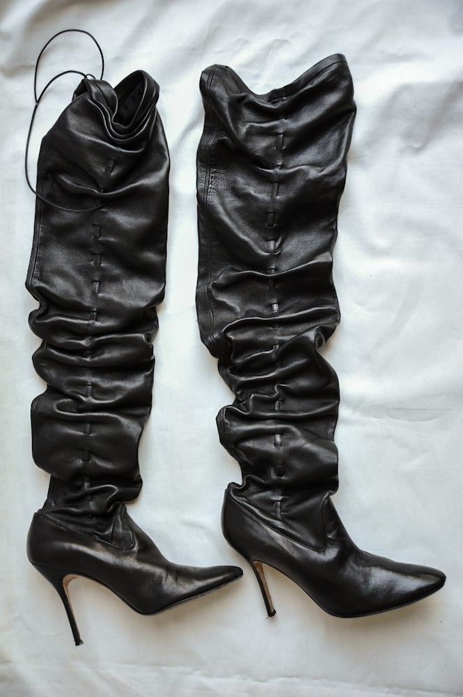 tall black boots with small heel