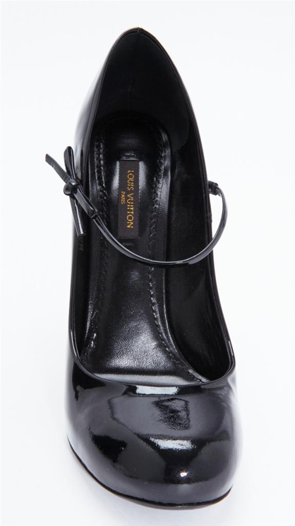 LOUIS VUITTON Womens Black Patent Leather MaryJane High Heel Pump 7.5