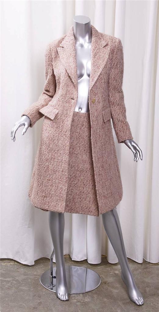 red tweed jacket and skirt