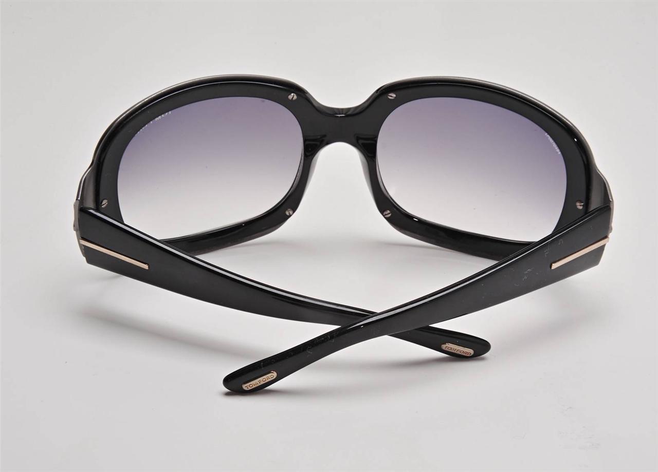 TOM FORD LISA TF28 Black Gray Oversized Round Frame ...