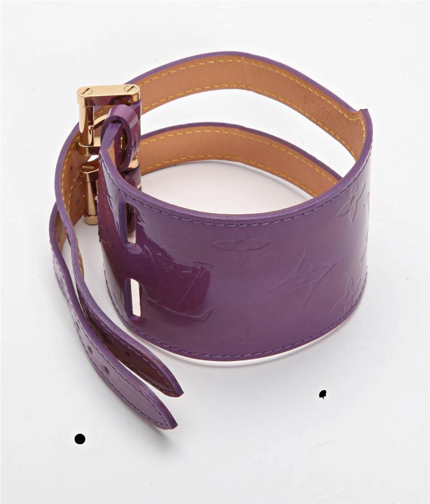 LOUIS VUITTON Purple LV Vernis Leather Buckle CUFF BRACELET Jewelry | eBay