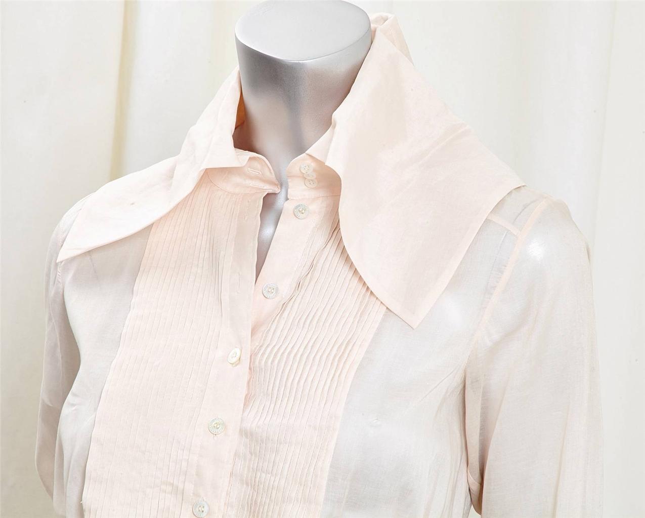 LOUIS VUITTON Womens Pale Pink Long-Sleeve Wide Collar Button-Down Shirt 36/4/XS