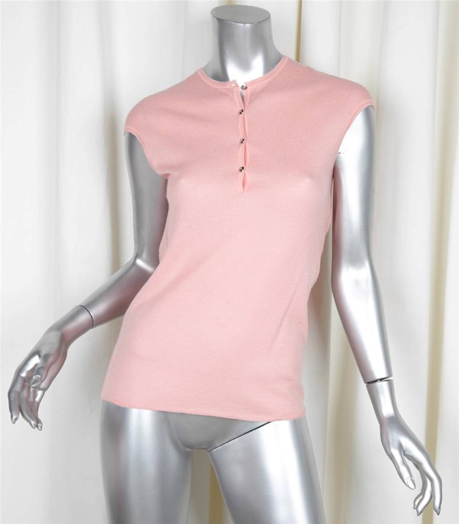 LOUIS VUITTON Womens Pink Coral Cashmere Knit Cardigan Sweater+Shirt Twinset M | eBay