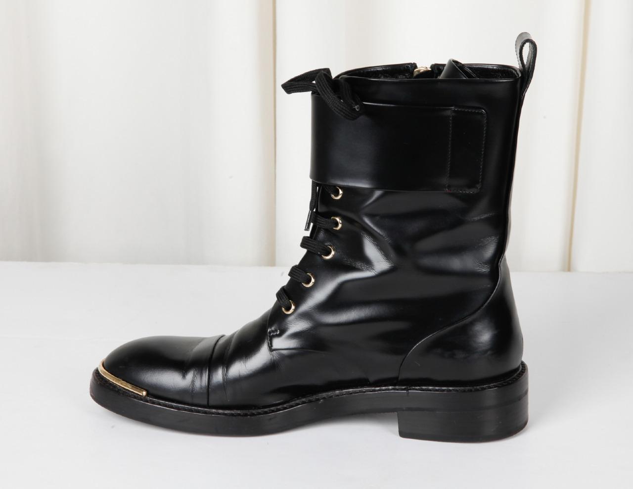 LOUIS VUITTON Womens Casual Black Leather Lace-Up Ankle Low Heel Boots 8-38 | eBay