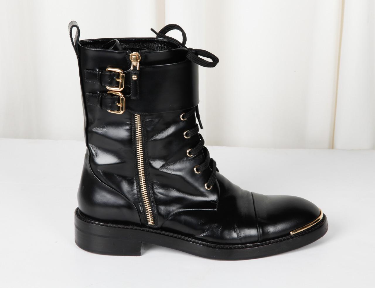 LOUIS VUITTON Womens Casual Black Leather Lace-Up Ankle Low Heel Boots 8-38 | eBay