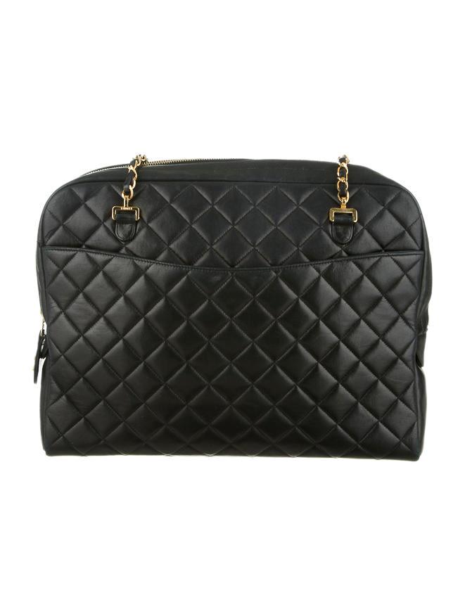 CHANEL Classic Black Leather Quilted Gold Chain Strap Shoulder Bag Handbag Purse | eBay
