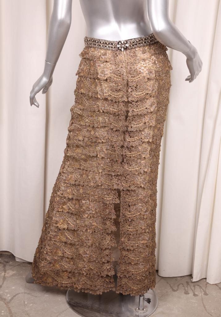 gold silk skirt long