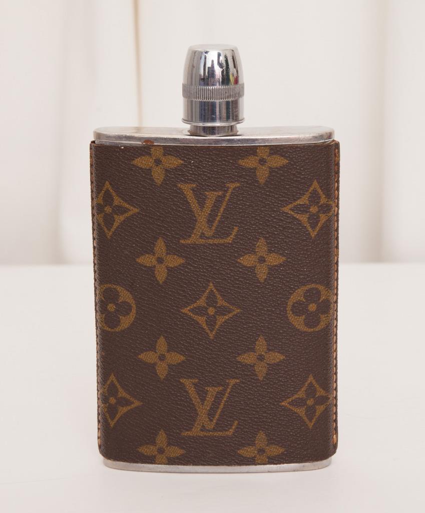 LOUIS VUITTON Classic VINTAGE Brown RARE LV Monogram 8 oz. Flask Bottle Barware | eBay