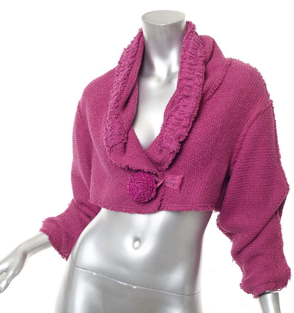 LOUIS VUITTON Womens Raspberry Pink Tweed Cropped Blazer Jacket Coat 38/6 S | eBay