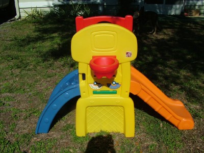 little tikes slide with basketball hoop