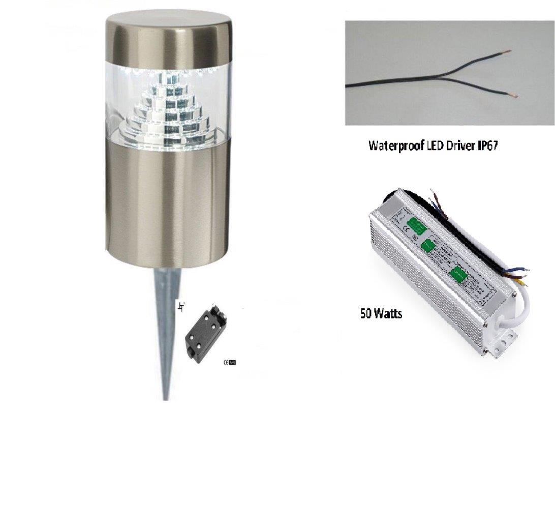Stainless Steel outdoor garden lights spike 12v volt 30 LED & LED Driver multi eBay