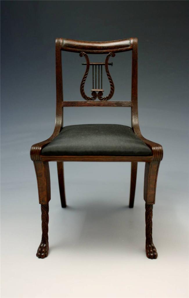 SIGNED MINIATURE FEDERAL SHERATON STYLE LYRE BACK CHAIR BY HARRY W